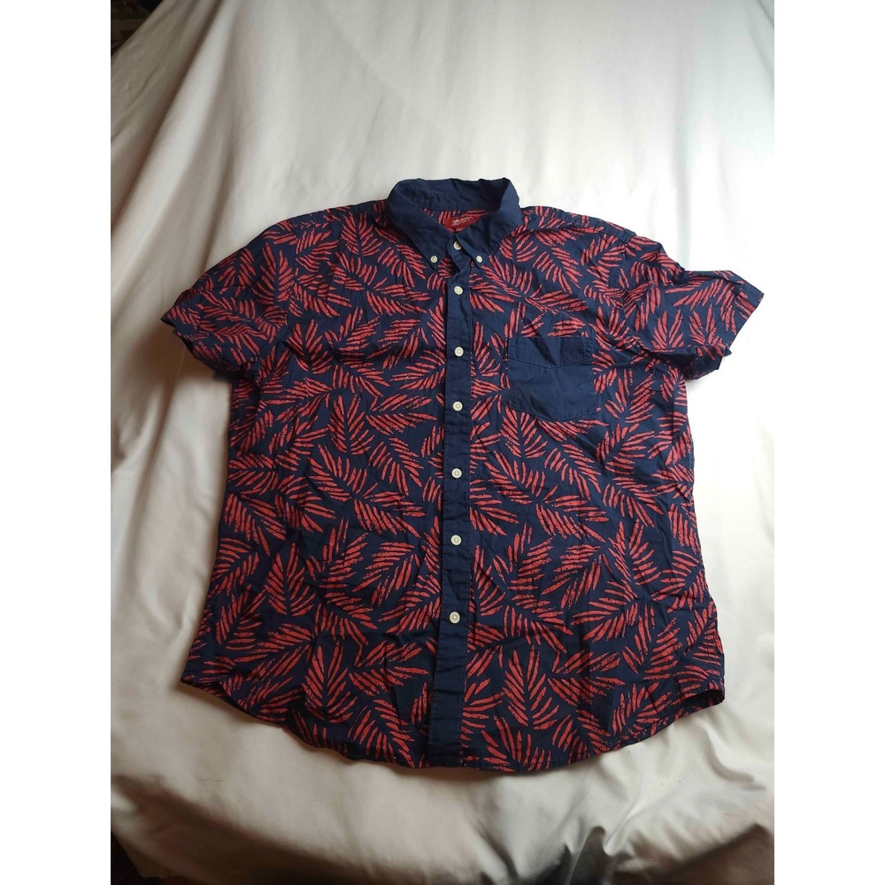 Arizona Button Down Shirt Mens Large Palm Leaf Tropical Beach Resortwear Summer